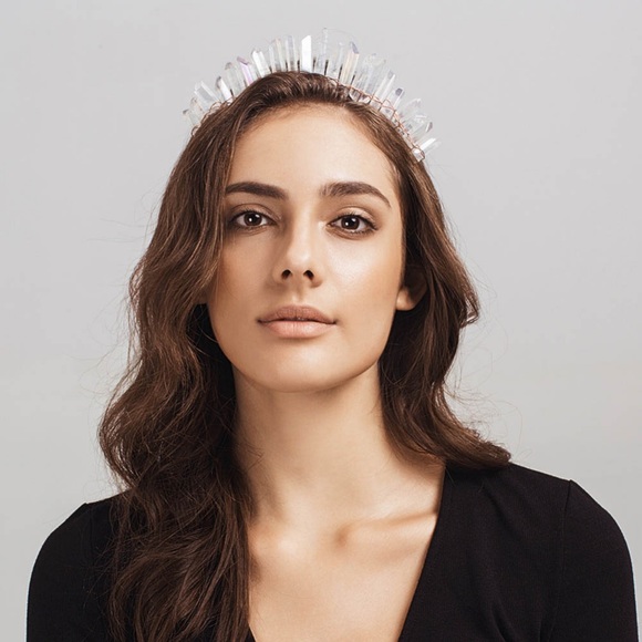 Clear Raw Healing Quartz Headband Tiara - Picture 2 of 16